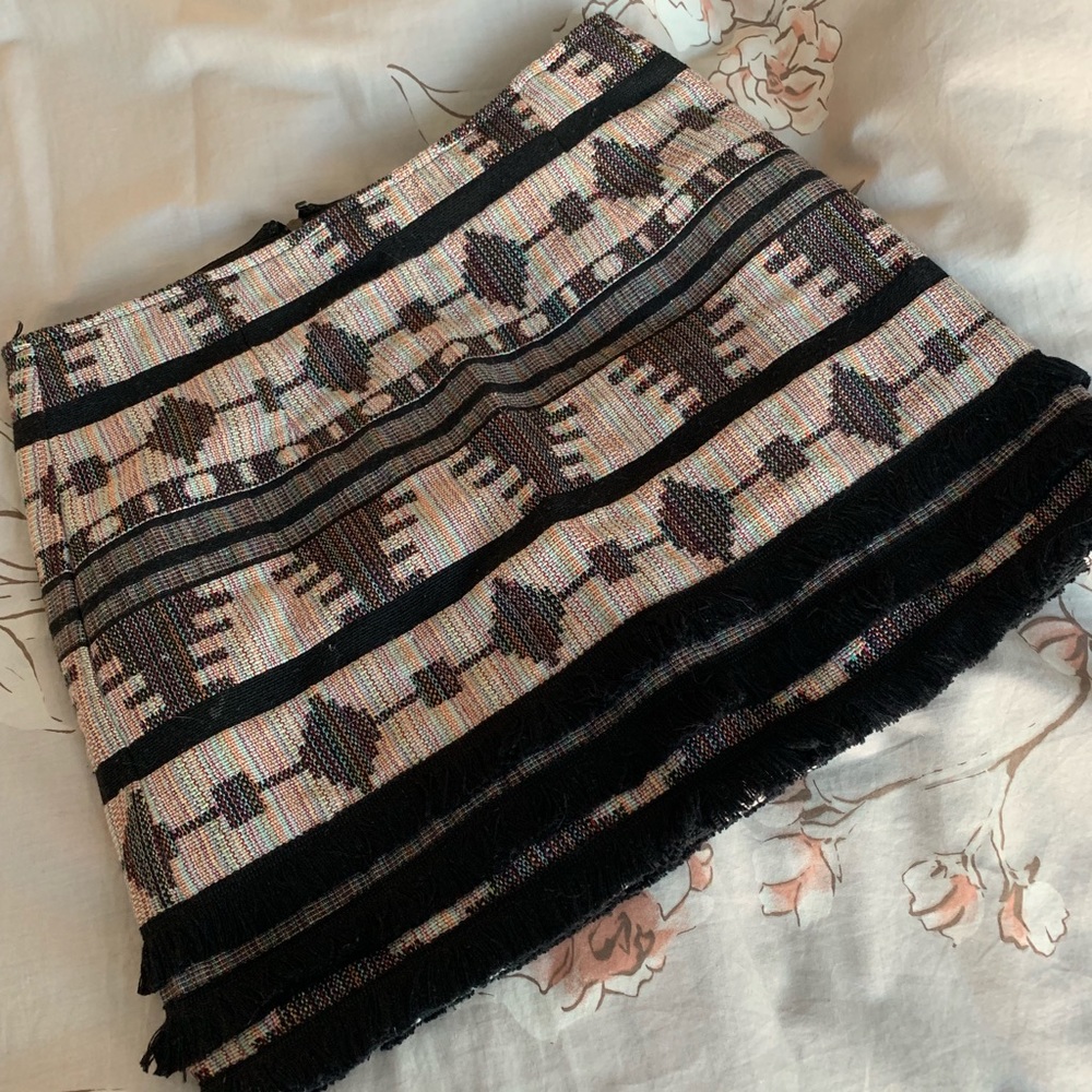 🎉 Printed Mini Skirt with Fringe